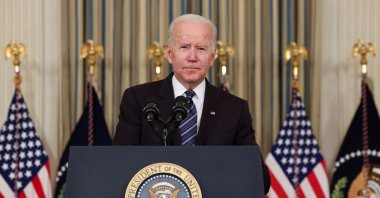 U.S. President Joe Biden looks on as he delivers remarks on the October jobs report at the White House in Washington, D.C., U.S., Nov. 5, 2021. (Reuters Photo)