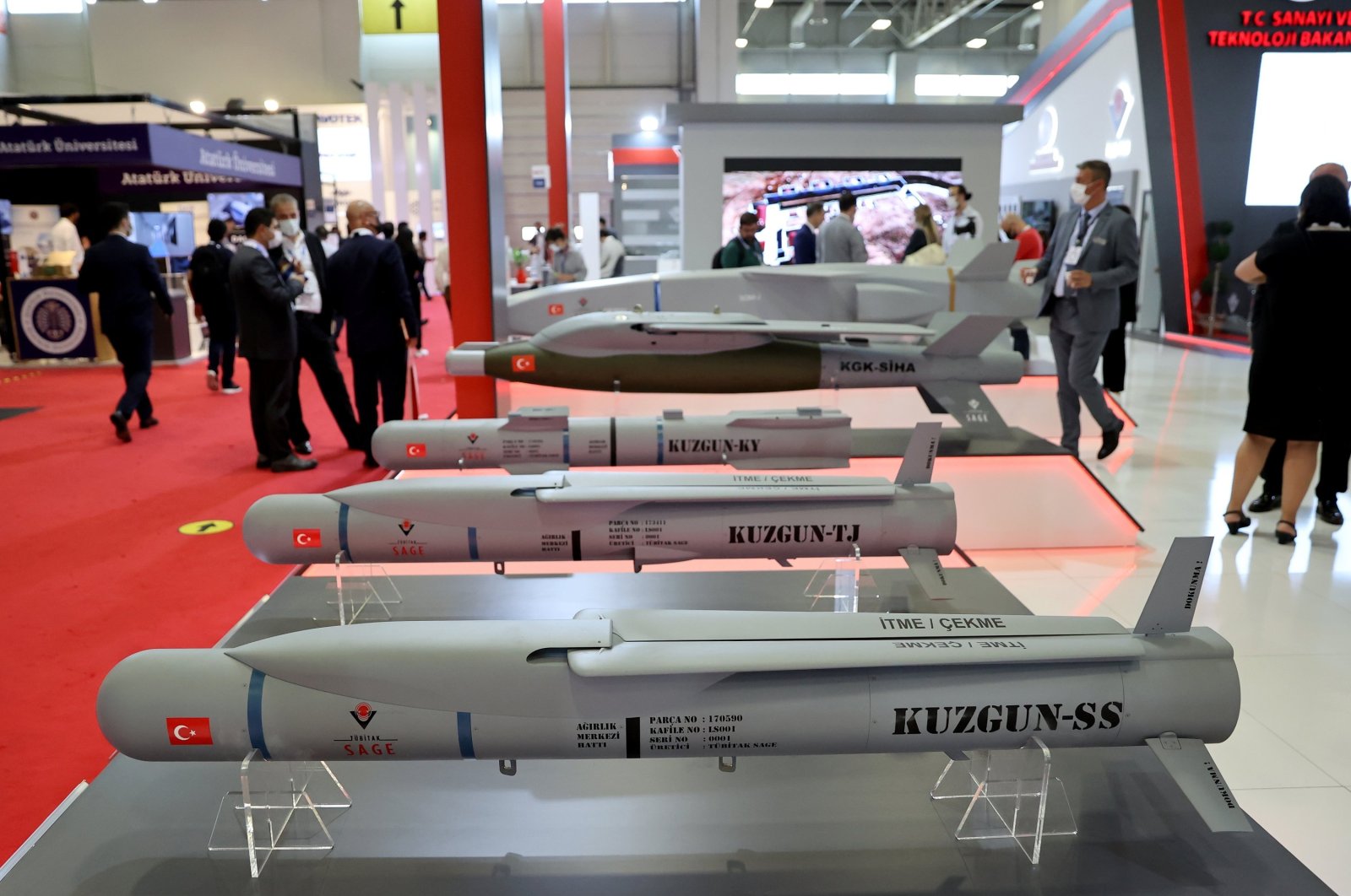 TÜBİTAK SAGE-developed munitions on display at IDEF, Istanbul, Turkey, Aug. 19, 2021. (AA Photo)
