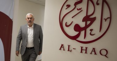 Shawan Jabarin, director of the Al-Haq human rights group, at the organization's offices in the West Bank city of Ramallah, Oct. 23, 2021. (AP Photo)