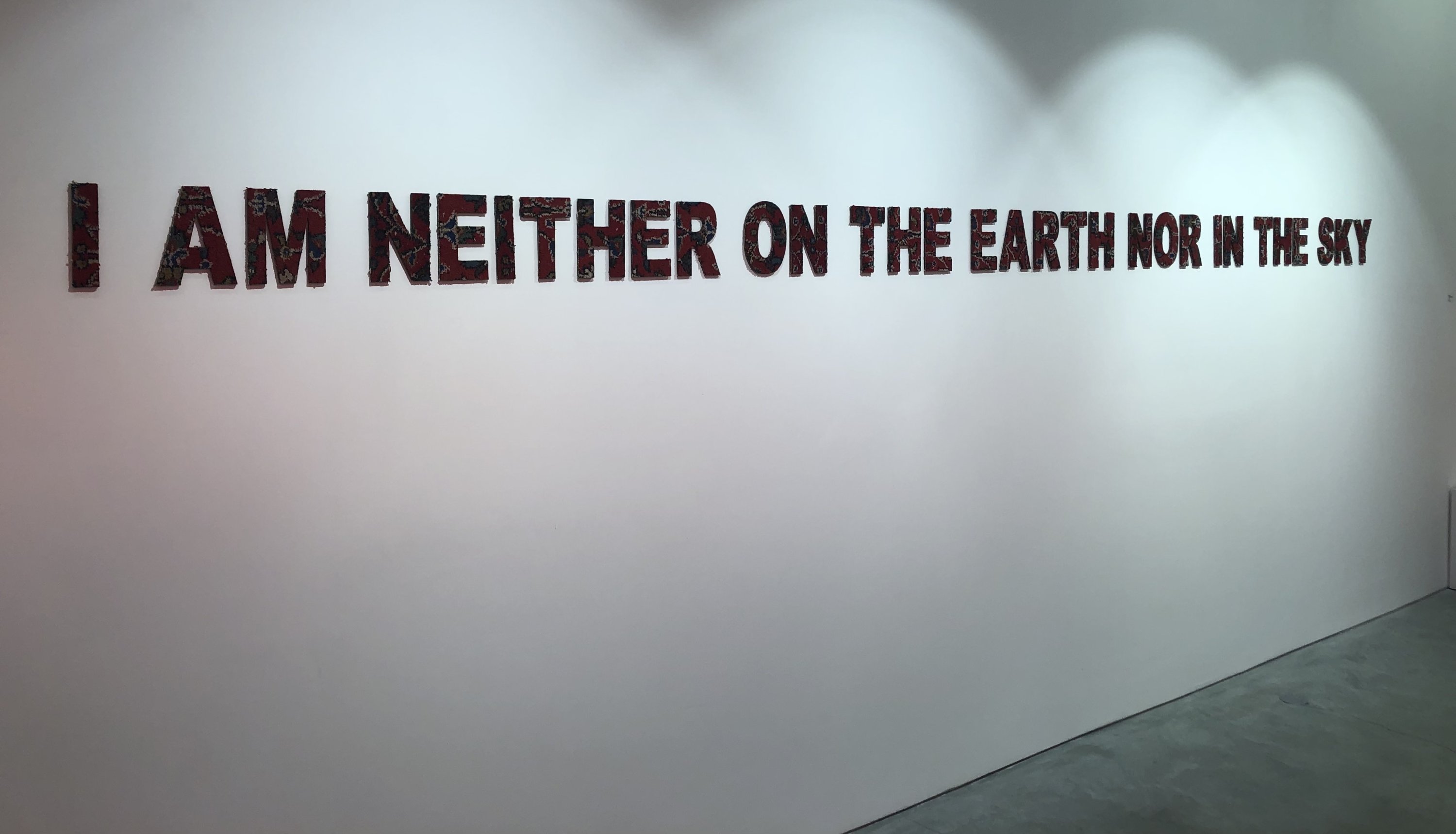  “I am Neither on the Earth Nor in the Sky” by Ramazan Can, 2021, carpet. (Photo by Matt Hanson) 