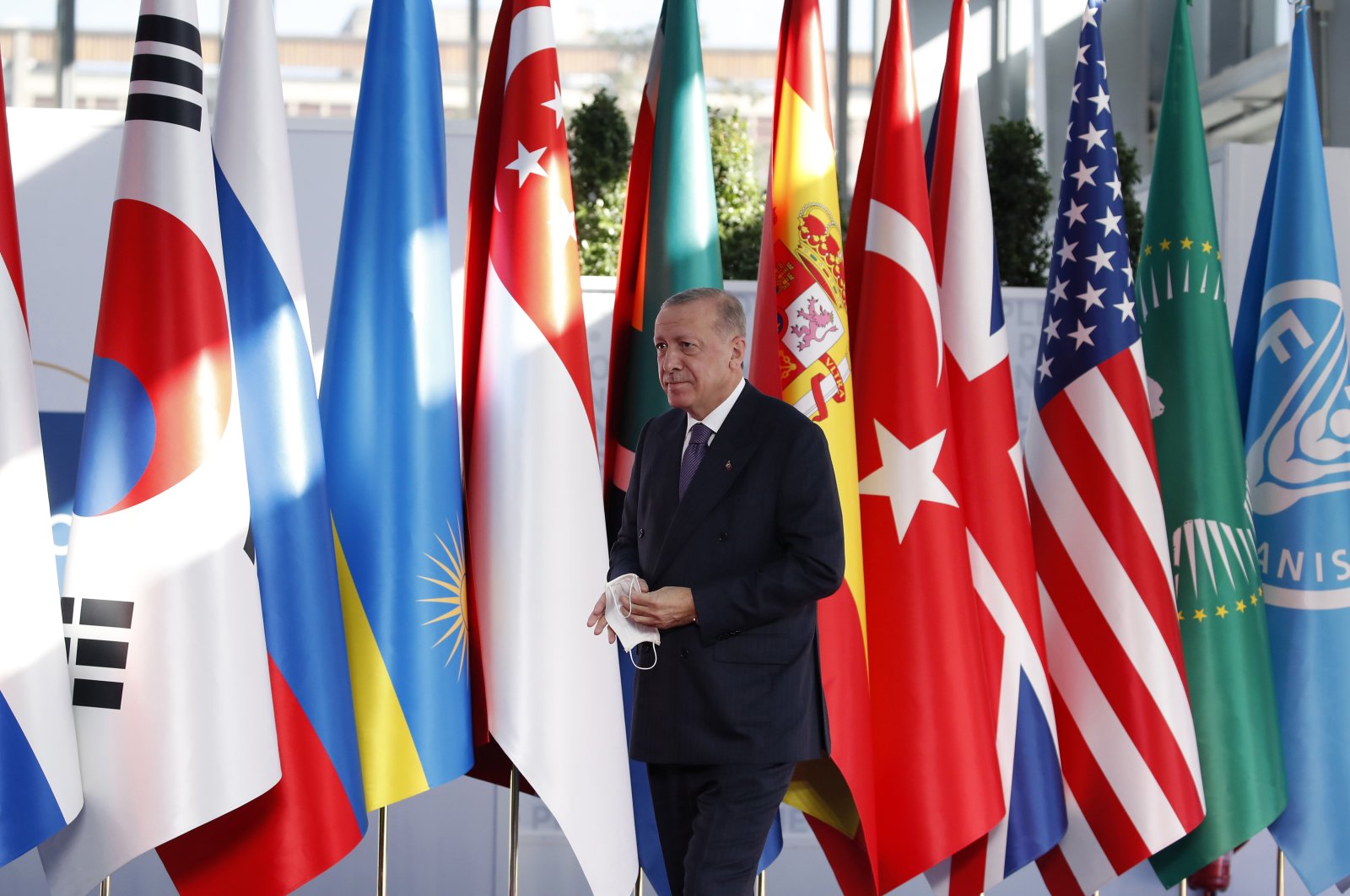President Recep Tayyip Erdoğan attends a G-20 gathering in Rome, Italy, Oct. 30, 2021. (Photo by Getty Images)