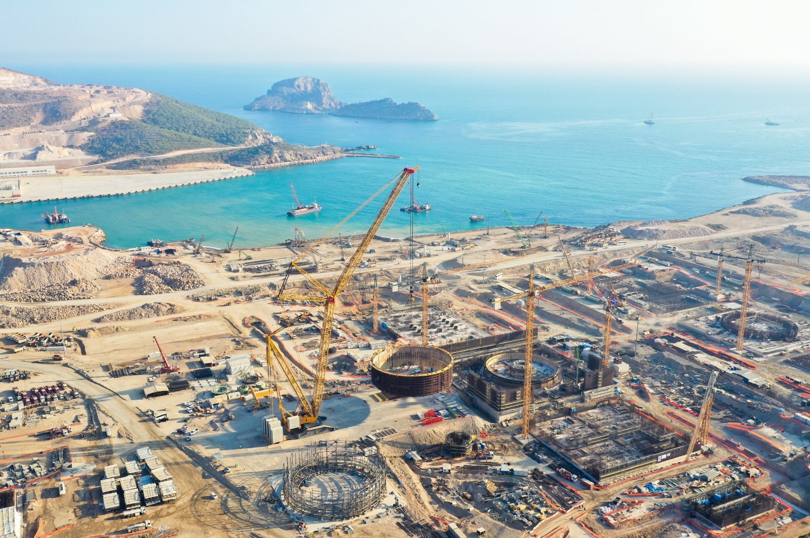 The construction site of the Akkuyu Nuclear Power Plant in southern Mersin province, Turkey, Jan. 26, 2021. (IHA Photo)