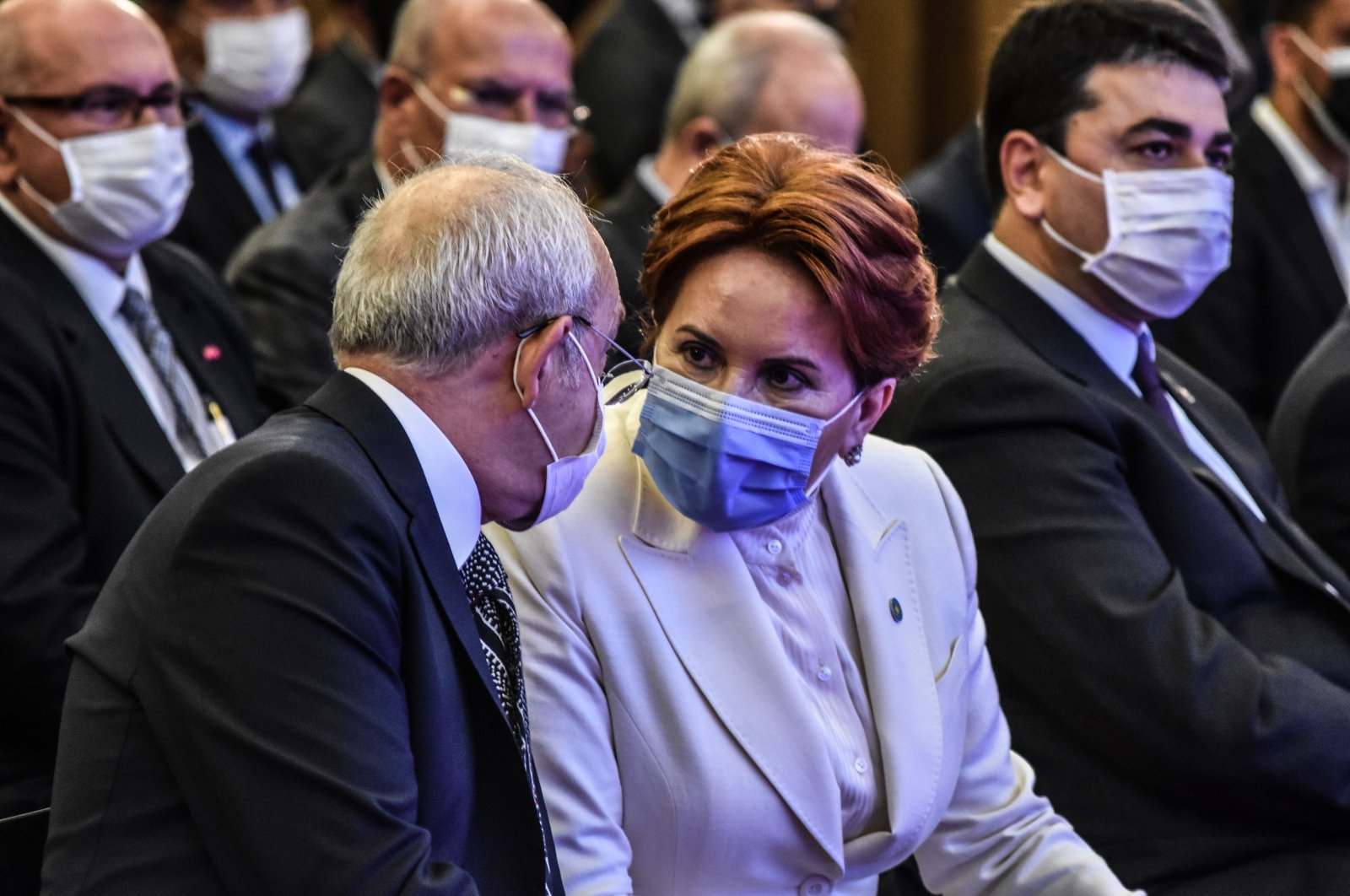 The main opposition Republican People's Party (CHP) Chairperson Kemal Kılıçdaroğlu (L) and the Good Party (IP) Chairperson Meral Aksener attend a meeting in Ankara, Turkey, June 23, 2021. (Photo by Getty Images)