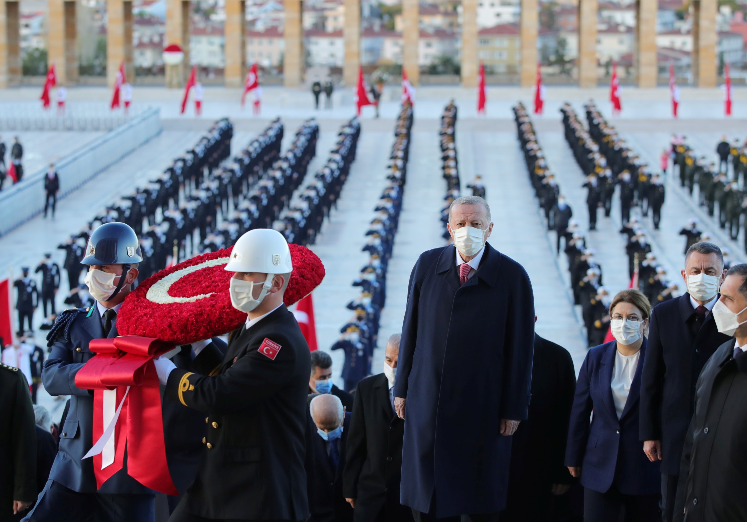 President Recep Tayyip Erdoğan attends a ceremony at Anıtkabir marking the 83rd death anniversary of modern Turkey's founder Mustafa Kemal Atatürk in Ankara, Turkey, Nov. 10, 2021. (Presidential Press Office/Handout via Reuters)