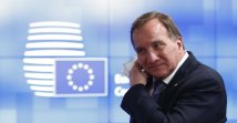 Sweden's Prime Minister Stefan Lofven departs after a face-to-face European Union leaders summit in Brussels, Belgium, Oct. 22, 2021. (EPA Photo)