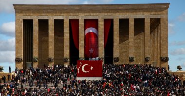 People visit Anıtkabir, the mausoleum of Mustafa Kemal Atatürk, founder of modern Turkey, during a ceremony marking the 83rd anniversary of his death in Ankara, Turkey, Nov. 10, 2021. (Reuters Photo)