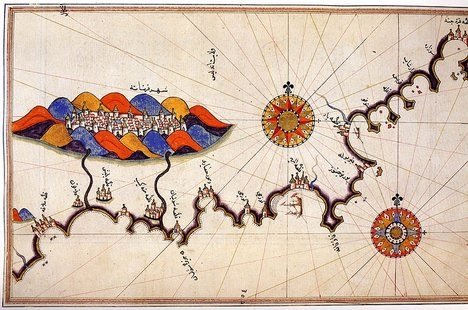A map of Granada by the Ottoman cartographer Piri Reis, nephew of Kemal Reis. (Wikimedia Photo) 