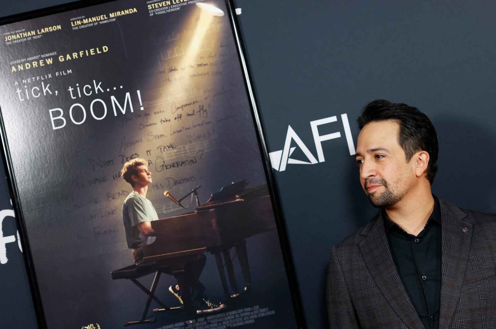 Director Lin-Manuel Miranda attends the world premiere of "tick, tick…BOOM!" on the opening night of AFI Fest at the TCL Chinese Theater in Los Angeles, U.S., Nov. 10, 2021. (AFP Photo)