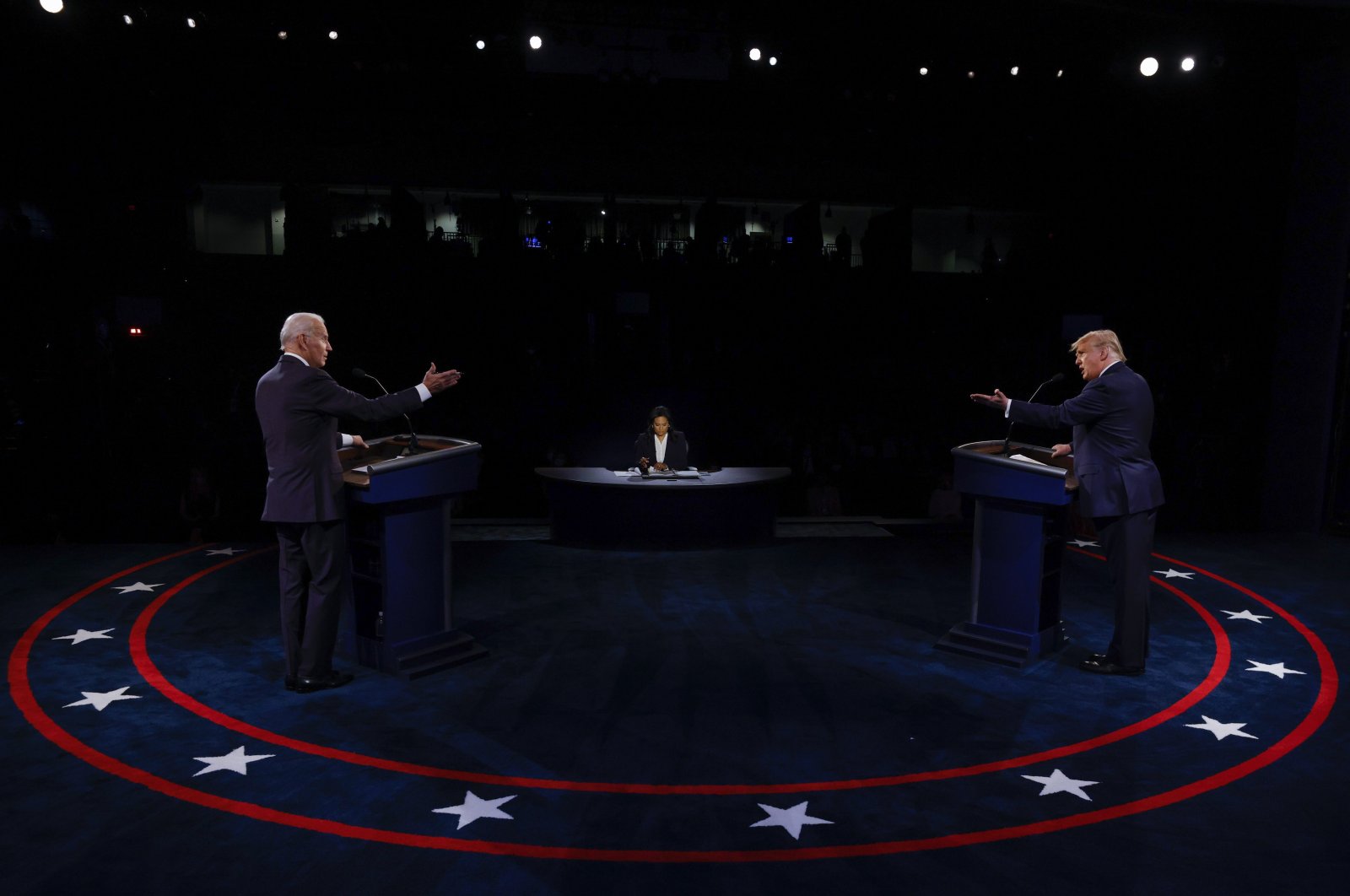 Then U.S. President Donald Trump and Democratic presidential nominee Joe Biden participate in the final presidential debate at Belmont University in Nashville, Tennessee, U.S., Oct. 22, 2020. (Photo by Getty Images)