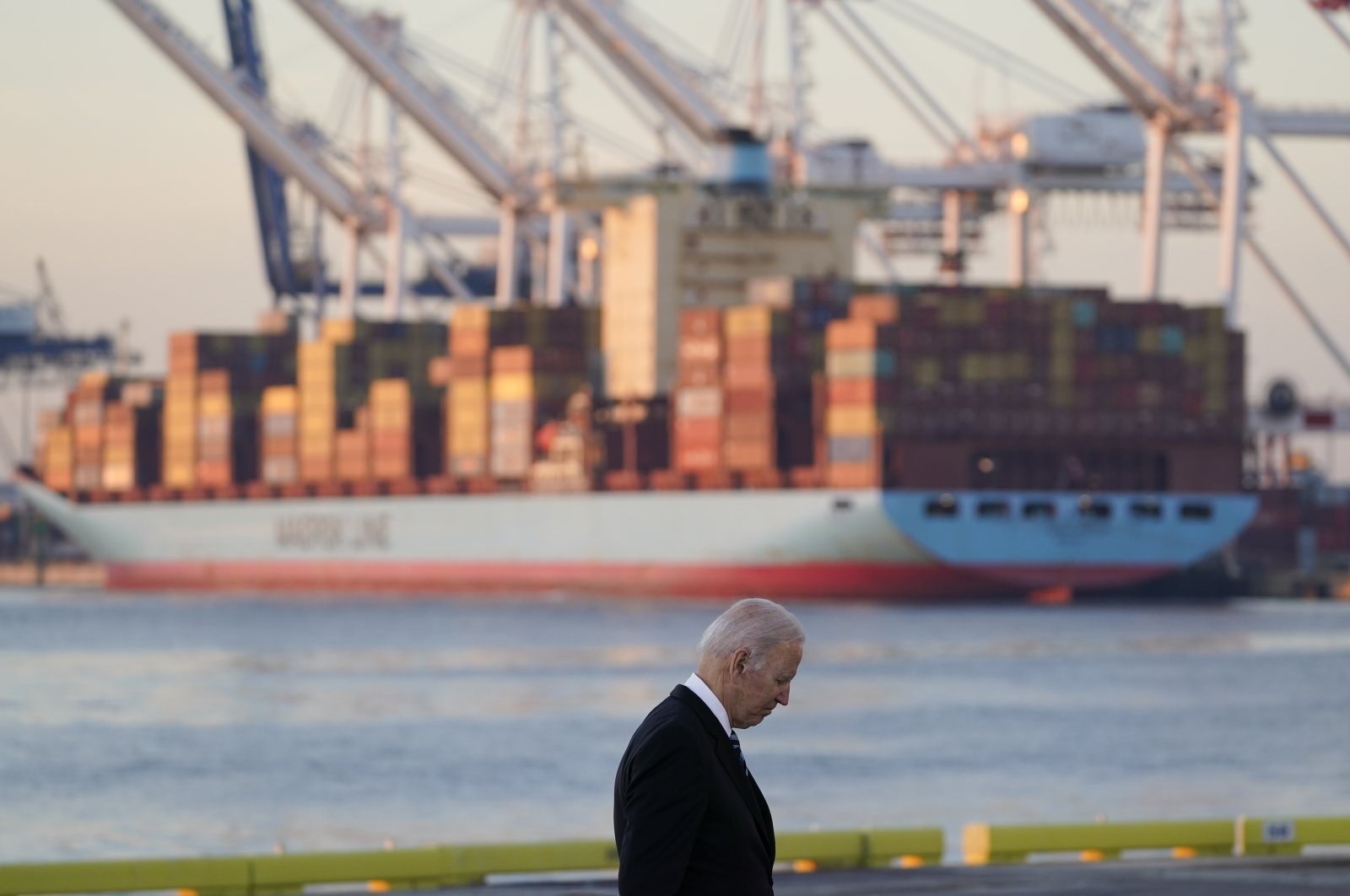U.S. President Joe Biden departs after speaking during his visit to the Port of Baltimore, U.S., Nov. 10, 2021. (AP Photo)