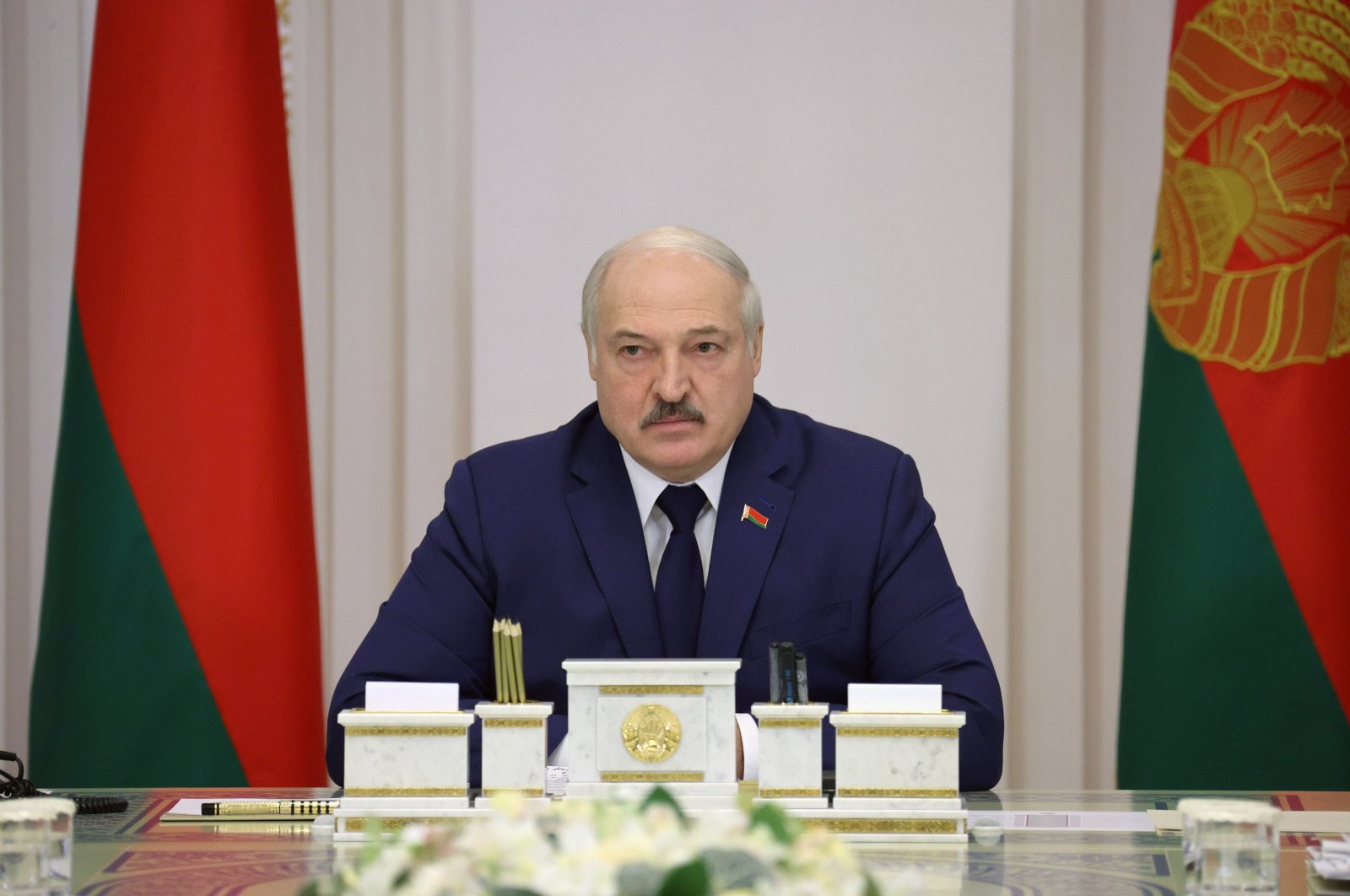 Belarusian leader Alexander Lukashenko chairs a meeting in Minsk, Belarus, Nov. 11, 2021. (Reuters Photo)