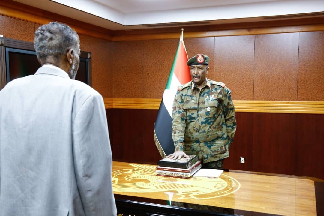 Sudan's Gen. Abdel-Fattah al-Burhan was sworn in as head of a new transitional council he appointed to lead the country following the military takeover late last month, Khartoum, Sudan, Nov. 11, 2021. (AA Photo)