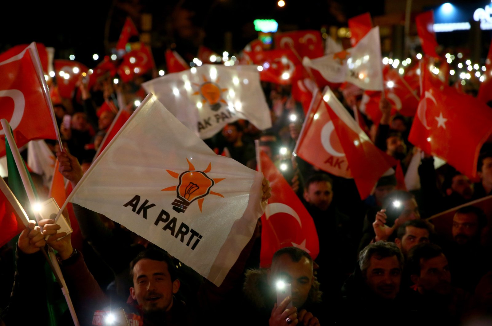 In this file photo, ruling Justice and Development Party (AK Party) supporters cheer during a speech by President Recep Tayyip Erdoğan, chairperson of the party, in the capital Ankara, Turkey, April 2, 2019.