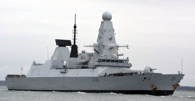 HMS Defender in Portsmouth, England, March 20, 2020. The Russian military said its warship had fired warning shots and a warplane dropped bombs to force the British destroyer from Russia's waters near Crimea in the Black Sea. (AP File Photo)