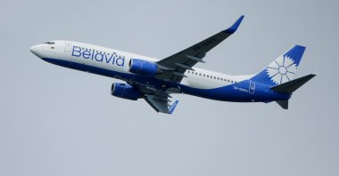 A Boeing 737-800 plane of Belarusian state carrier Belavia takes off at the Domodedovo Airport outside Moscow, Russia, May 28, 2021. (Reuters Photo)