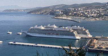 Cruise ships are seen anchored at Ege Port in Kuşadası in Aydın province, southwestern Turkey, Oct. 13, 2021. (IHA Photo)