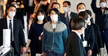 Former Japanese princess Mako Komuro and her husband Kei boarded a New York-bound flight to start their new life at Haneda airport in Tokyo, Japan, Nov. 14, 2021. (Reuters Photo)