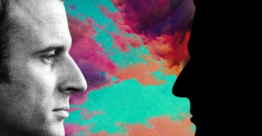 A photo illustration by Daily Sabah's Büşra Öztürk shows French President Emmanuel Macron.