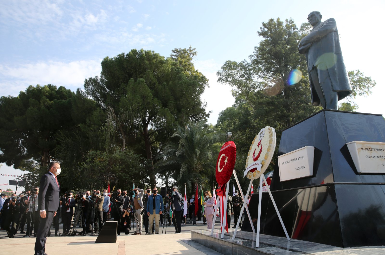 Vice President Fuat Oktay attends ceremonies in Lefkoşa, Turkish Republic of Northern Cyprus, Nov. 15, 2021. (AA Photo)
