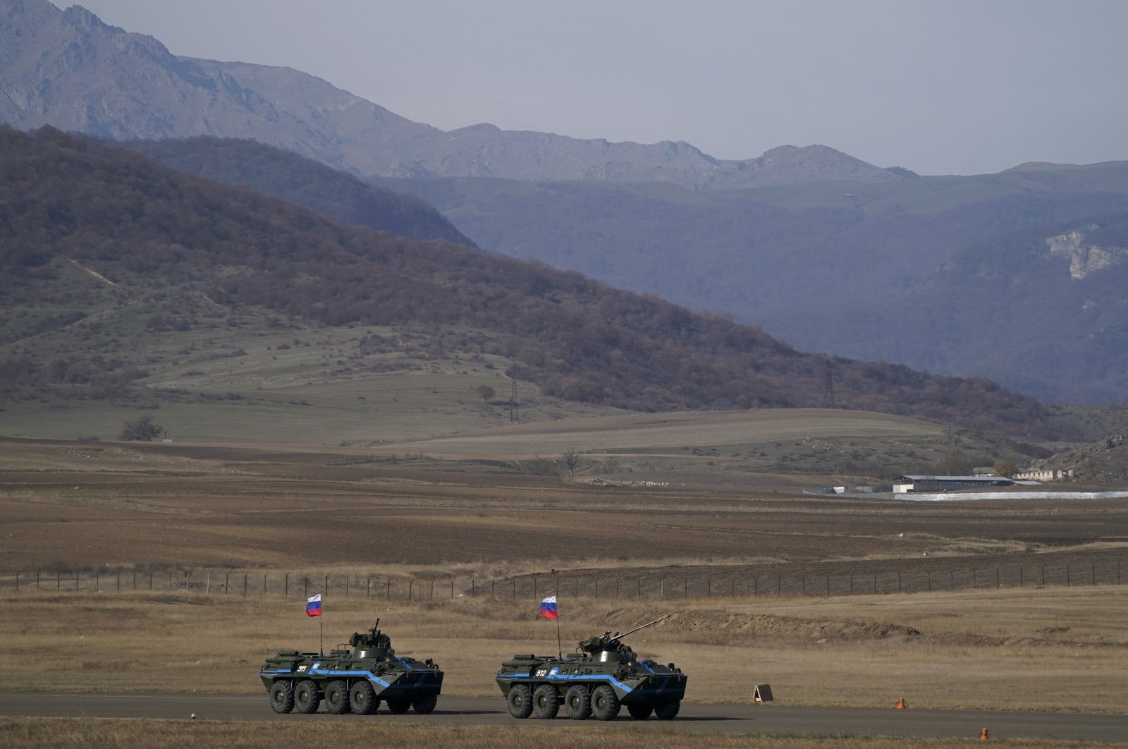 Russian tanks are seen in Nagorno-Karabakh, Azerbaijan, Nov. 15, 2021. (AA Photo)