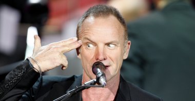Britain singer Sting performs during the Italian State RAI TV program "Che Tempo che Fa", in Milan, Italy, Sunday, Dec. 19, 2010. (AP)