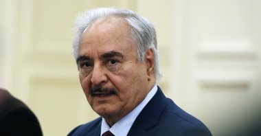Libyan Gen. Khalifa Haftar joins a meeting with the Greek Foreign Minister Nikos Dendias in Athens, Greece, Jan. 17, 2020. (AP Photo)