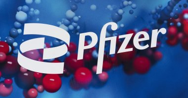 The Pfizer logo is displayed at the company&#039;s headquarters in New York, U.S., Feb. 5, 2021. (AP Photo)