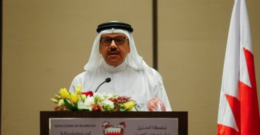 Bahrain Foreign Minister Abdullatif Bin Rashid Alzayani, speaks during a joint press conference with U.S. Special Representative for Iran Brian Hook, (not pictured), in Manama, Bahrain, June 29, 2020. (REUTERS Photo)
