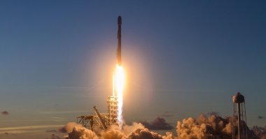 The SpaceX Falcon 9 rocket lifts off carrying the Echostar 105/SES-11 communications satellite from Space Launch Complex 39A at the Kennedy Space Center, Oct. 11, 2017 in Cape Canaveral, Florida, U.S., Oct. 11, 2017. (SpaceX/Planet Pix via ZUMA Wire)