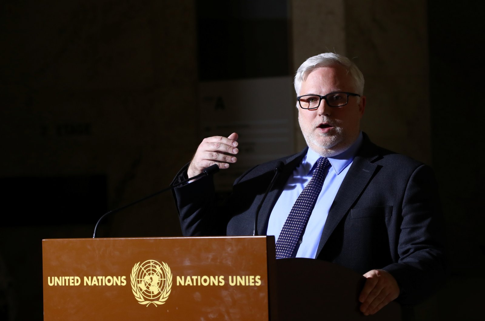 Joel Rayburn, former United States Deputy Assistant Secretary for Levant Affairs and Special Envoy for Syria, attends a news conference at the United Nations in Geneva, Switzerland, Oct. 29, 2019. (Reuters Photo)