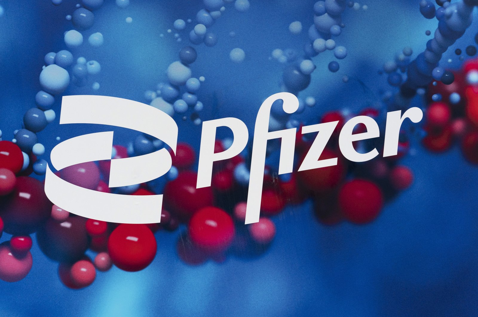 The Pfizer logo is displayed at the company&#039;s headquarters in New York, U.S., Feb. 5, 2021. (AP Photo)