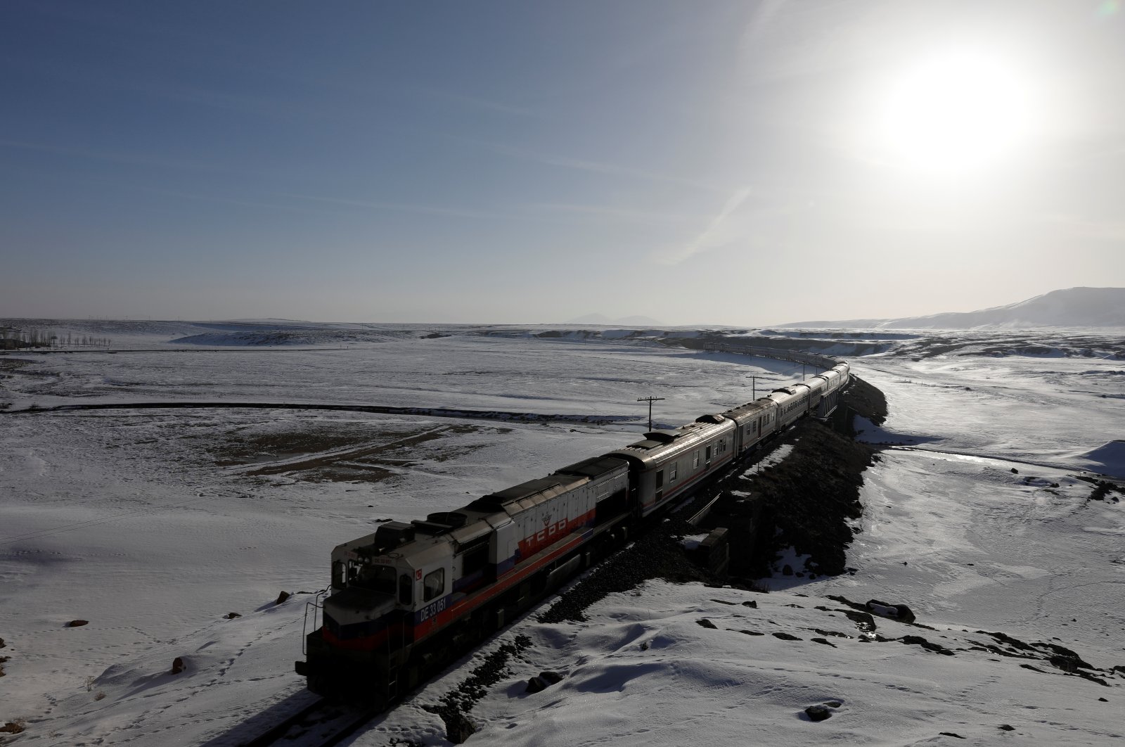 The Eastern Express travels through Kars province en route from Kars to Ankara in eastern Turkey, Feb. 8, 2018. (Reuters Photo)