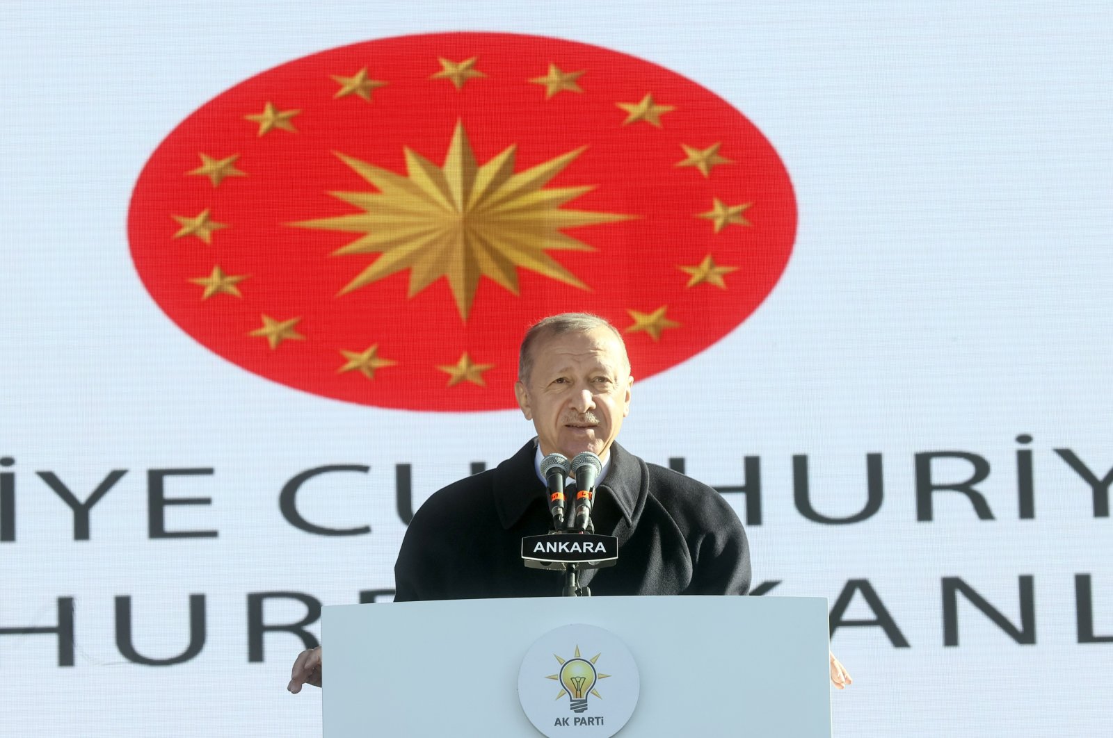President Recep Tayyip Erdoğan adresses the Local Administrations&#039; Youth Festival in the Turkish capital Ankara, Nov. 16, 2021. (AA Photo)