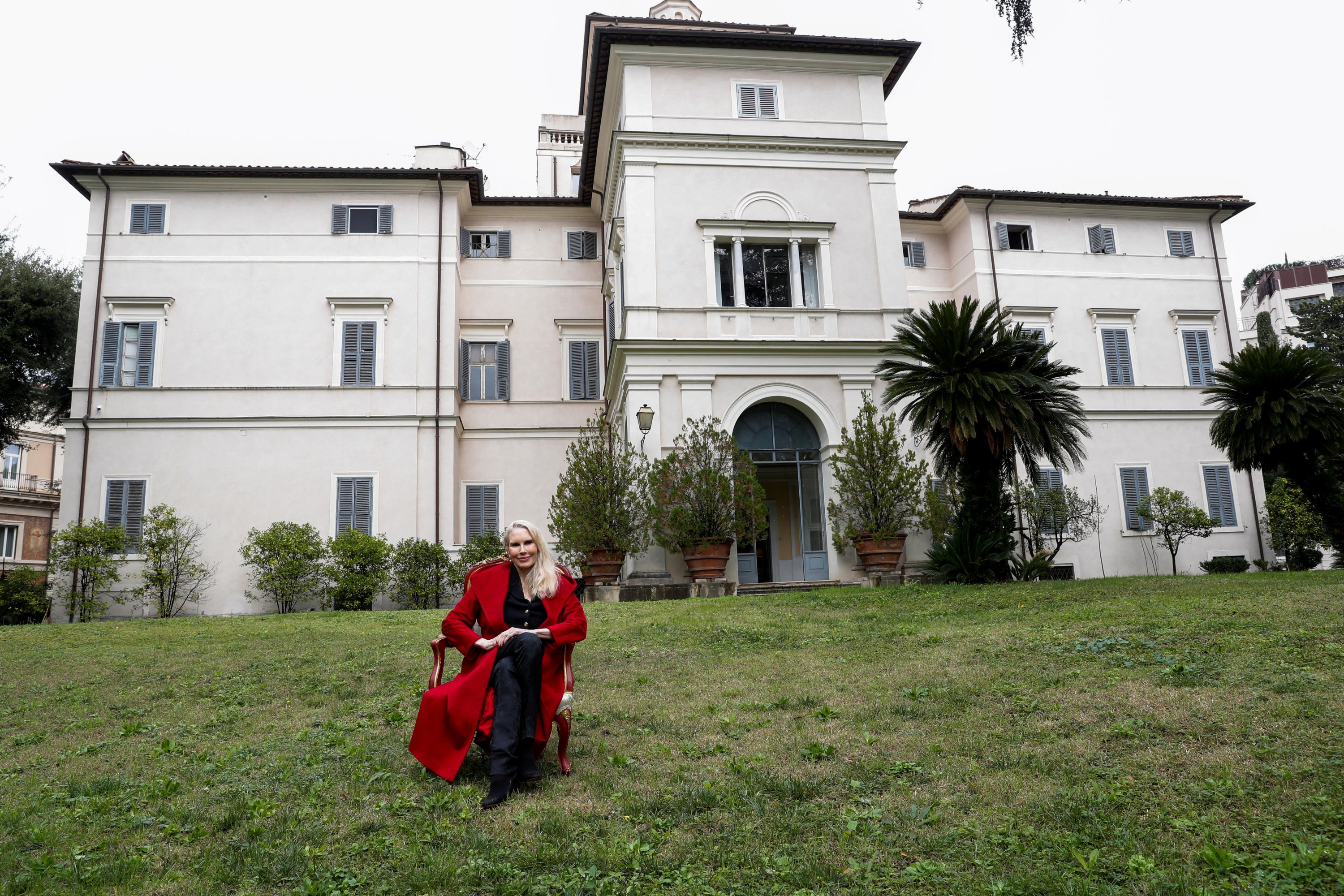 Princess Rita Boncompagni Ludovisi poses for a photograph outside Villa Aurora, in Rome, Italy, Nov. 16, 2021. (REUTERS)