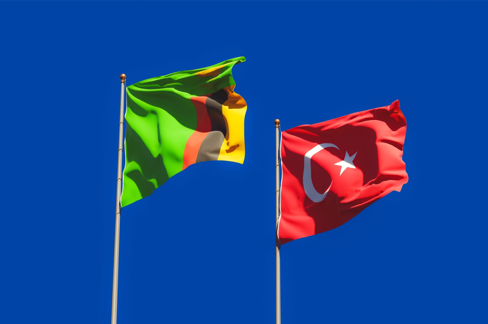 The flags of Zambia and Turkey. (Shutterstock)