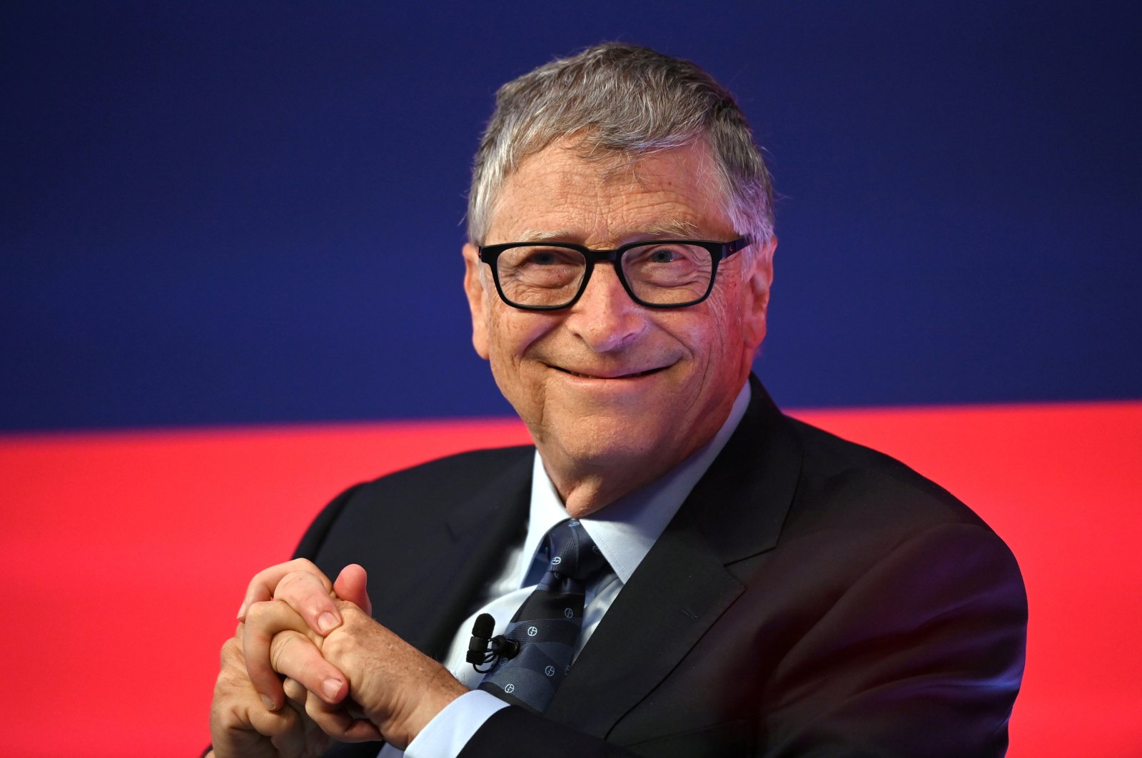 Bill Gates reacts during the Global Investment Summit at the Science Museum, in London, Britain, Oct.19, 2021. (Reuters Photo)