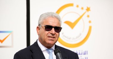 Fathi Bashagha, former Interior Minister, delivers a speech after submitting his candidacy papers for the upcoming presidential election at the Headquarters of the Electoral Commission in Tripoli, Libya, Nov. 18, 2021. (REUTERS)