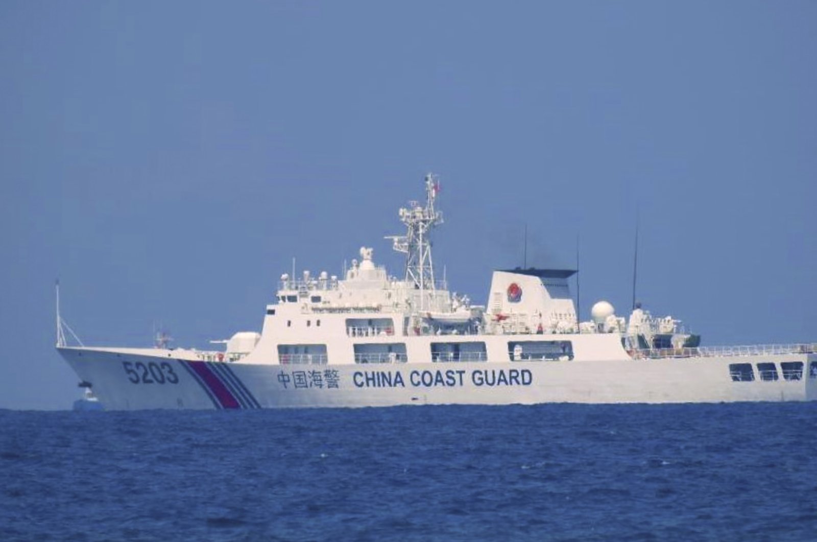 A Chinese coast guard vessel is seen patrolling in the South China Sea, taken sometime on April 13-14, 2021. (AP Photo)