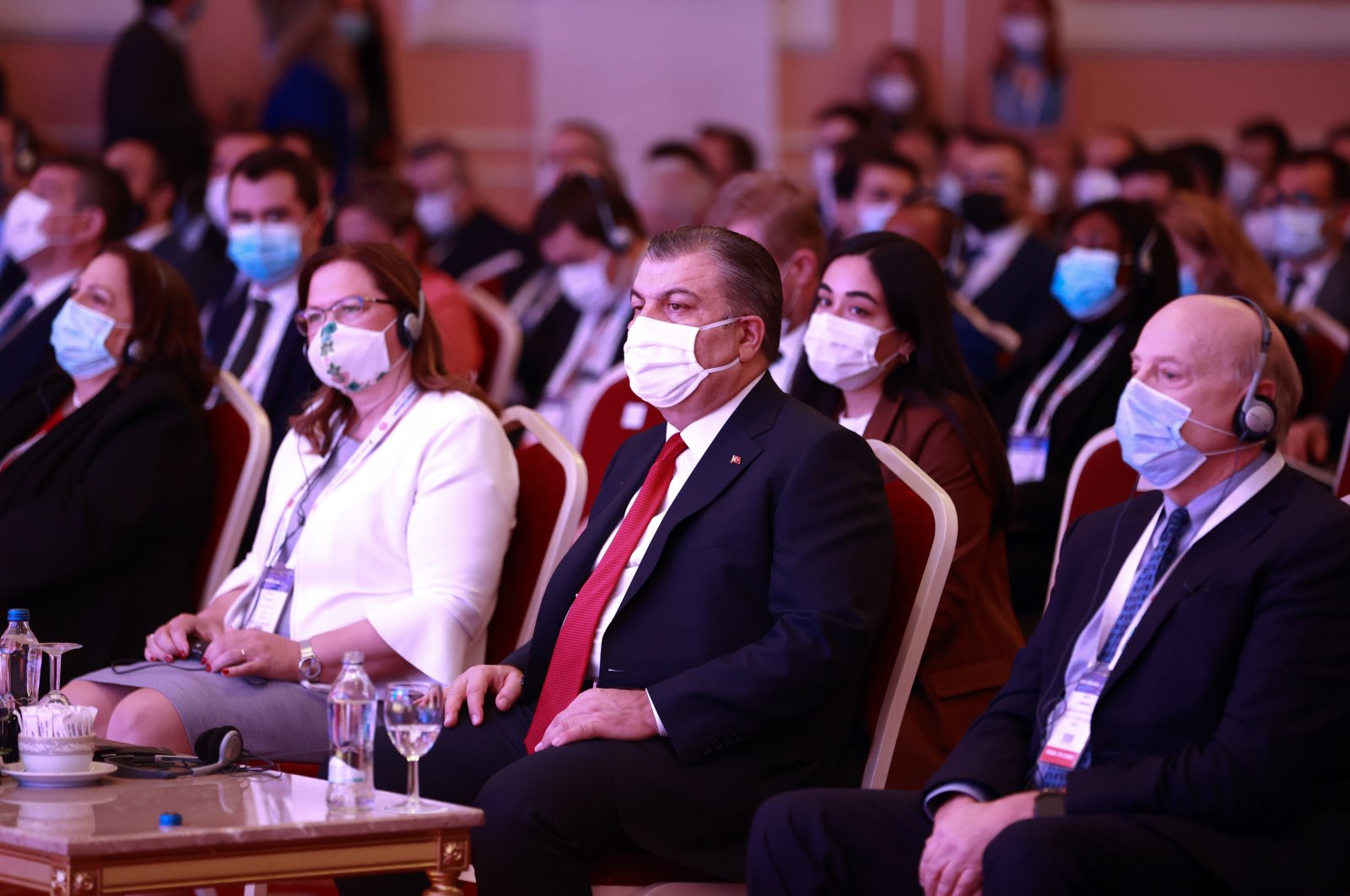 Health Minister Fahrettin Koca attends the opening ceremony of the HIMSS Eurasia Health Informatics and Technologies Conference and Fair, Antalya, Turkey, Nov. 17, 2021. (AA Photo)