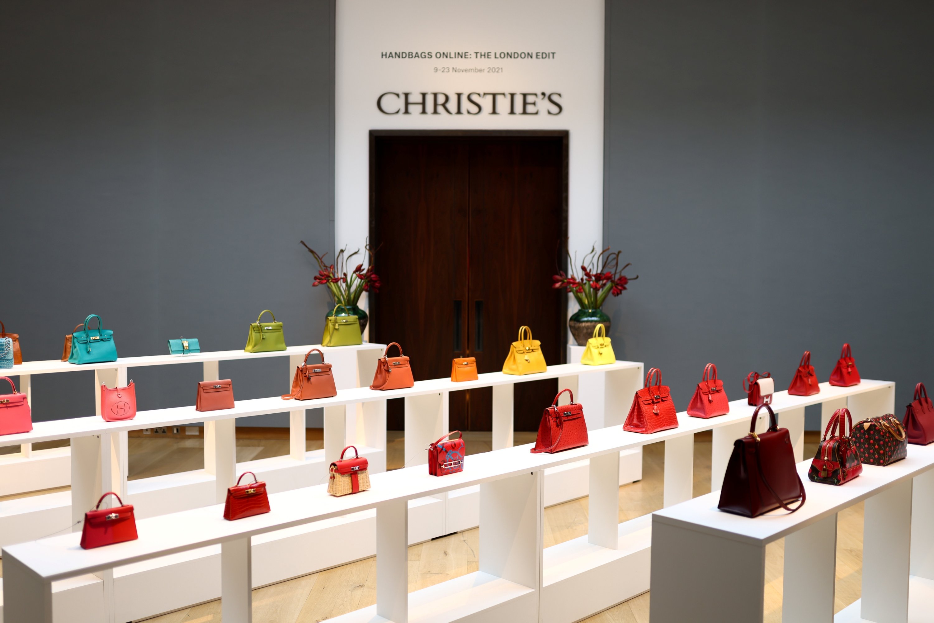 General view of items on display as part of "Handbags Online: The London Edit" at Christie's in London, Britain, Nov. 18, 2021. (REUTERS Photo)