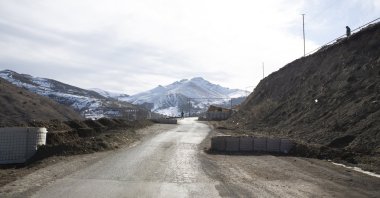 A roadblock erected by Russian peacemakers on the road to Khankendi, Nagorno-Karabakh, Azerbaijan, Jan. 14, 2021. (Reuters Photo)