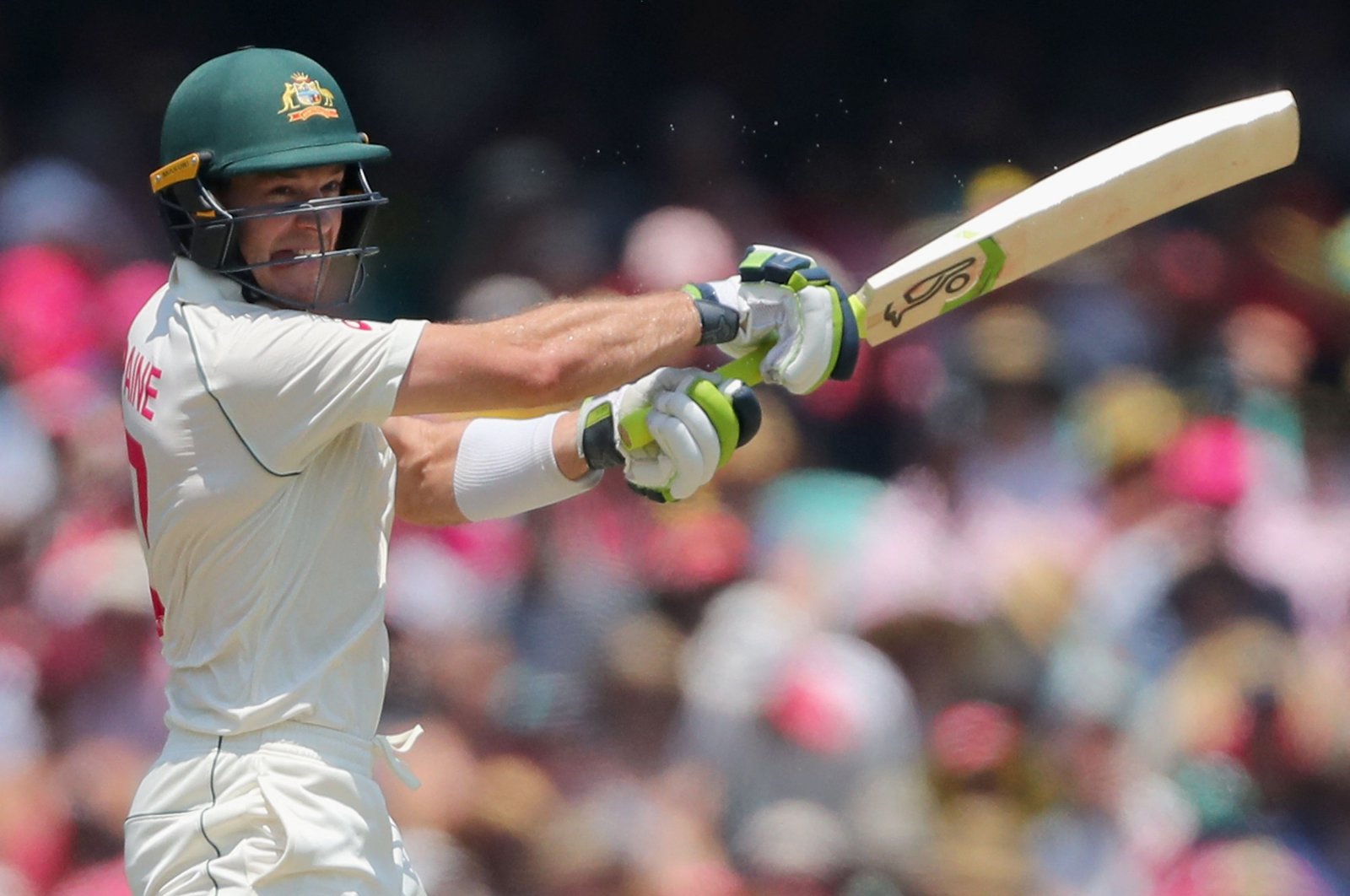 Tim Paine bats during a test match between Australia and New Zealand, in Sydney, Australia, Jan. 4, 2020. (AFP PHOTO)