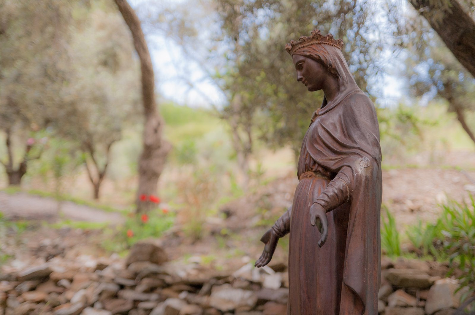 A figure of the Virgin Mary placed on the way to her house in Izmir province, Turkey. (Shutterstock Photo)