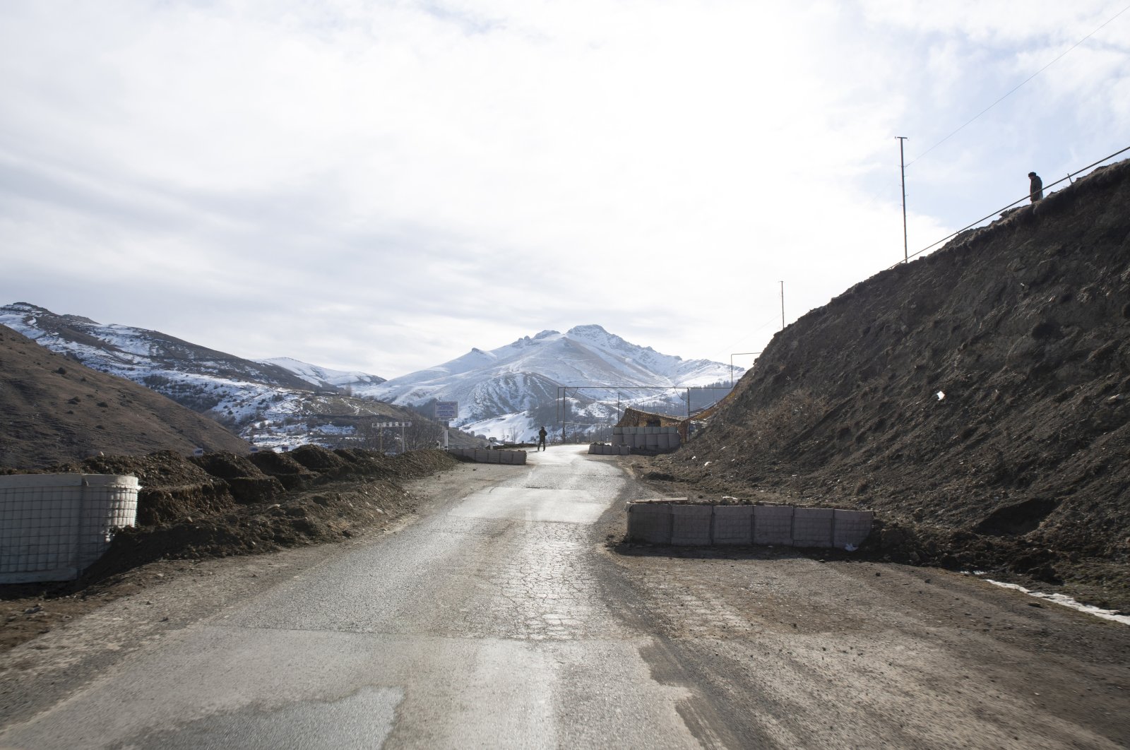 A roadblock erected by Russian peacemakers on the road to Khankendi, Nagorno-Karabakh, Azerbaijan, Jan. 14, 2021. (Reuters Photo)