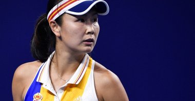 Peng Shuai of China looks on during her women's singles match against Elena Vesnina of Russia at the Zhuhai Elite Trophy tennis tournament in Zhuhai, in Guangdong province, China, Nov. 3, 2017. (AFP Photo)