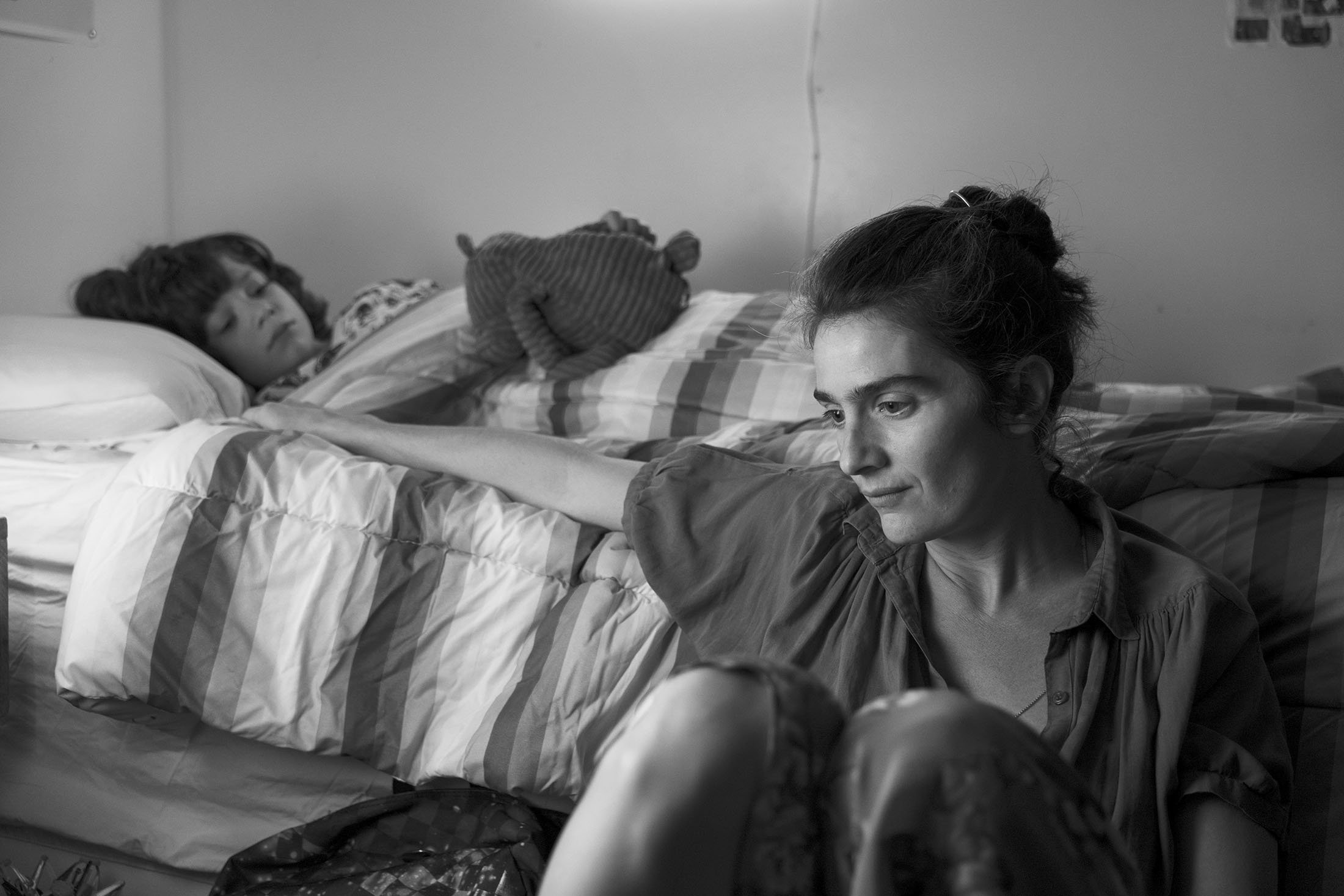 Woody Norman (L), and Gaby Hoffmann, in a scene from the film "C'mon C'mon." (A24 Films via AP)
