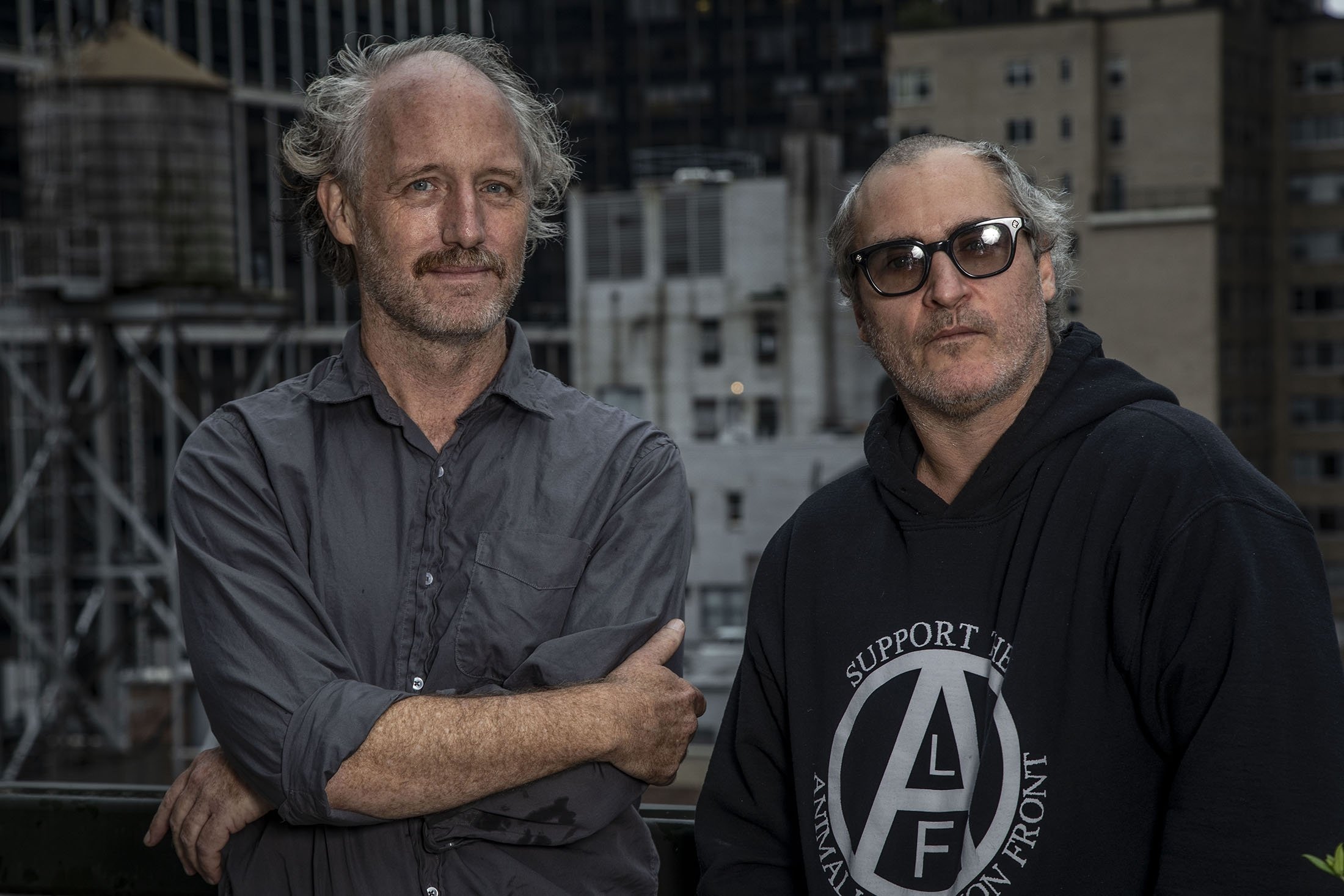 Director Mike Mills (L), and actor Joaquin Phoenix pose for a portrait to promote their film 