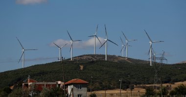 Wind turbines used to generate electricity are seen near the town of Susurluk in Balıkesir province, Turkey, Aug. 31, 2017. (Reuters Photo)