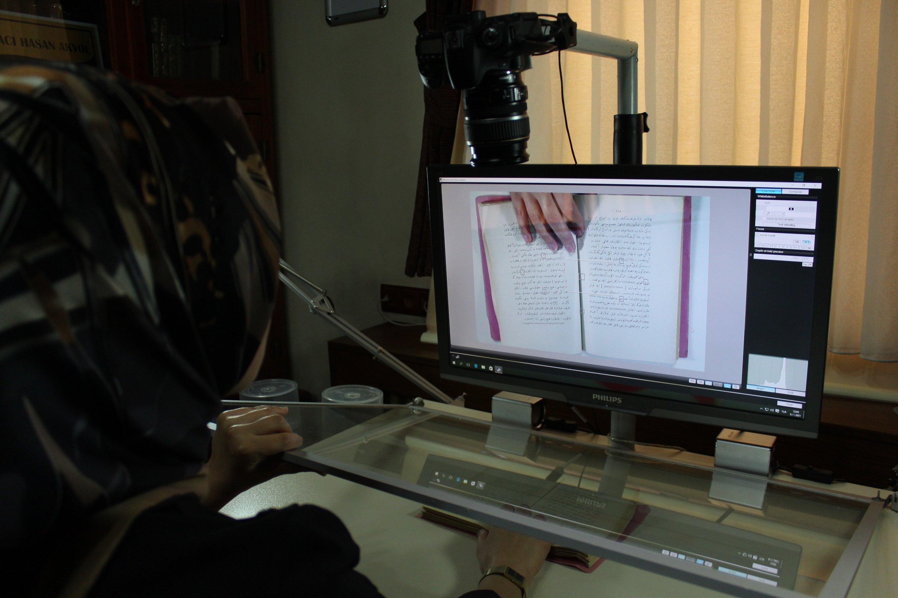 Electronic versions of some works in the historic Ziyabey Manuscripts Library in Sivas, eastern Turkey, Nov. 18, 2021. (IHA Photo)