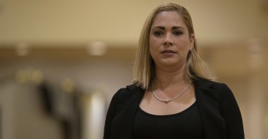 Cuban Mavys Alvarez, who had a sentimental relationship with late Argentine football star Diego Maradona (1960 - 2020) when she was a minor, arrives at a press conference in Buenos Aires, Argentina, Nov. 22, 2021. (AFP Photo)